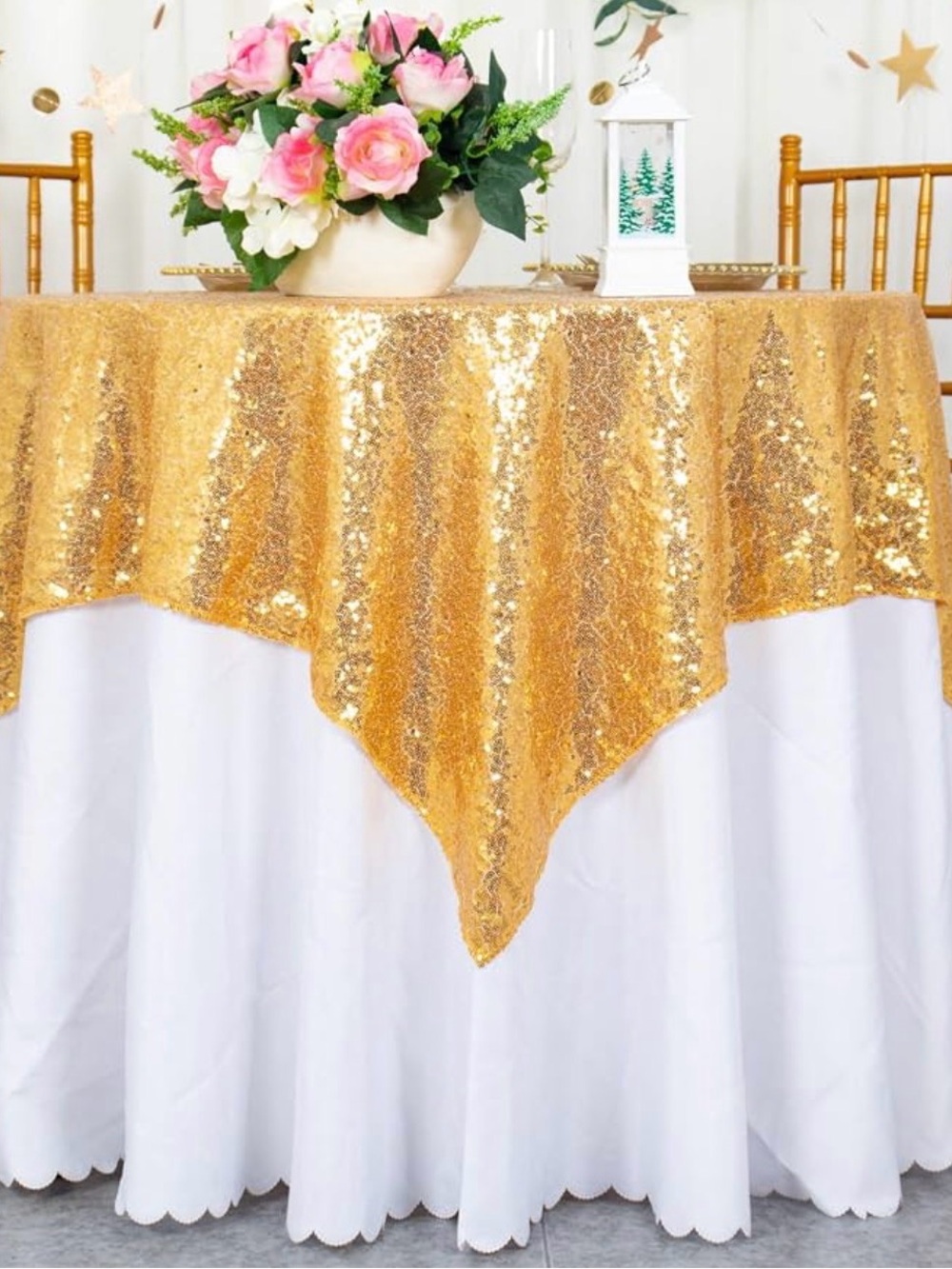 Gold Sequin Table Overlay for Events